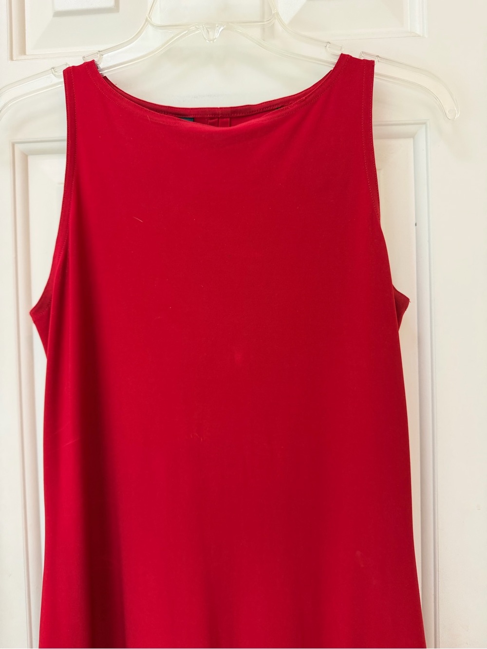 Norma Kamali Sleeveless Red Knit Midi Dress - Classic Fitted Stretch, Sz S - Picture 2 of 15